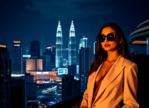 Luxurious Kuala Lumpur nightlife setting showcasing attractive escorts in elegant attire to promote KL ESCORT services discreetly and stylishly.