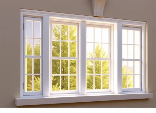 Beautiful new sash windows showcasing modern craftsmanship with slim profiles and clear glass in a traditional setting, enhancing home elegance.