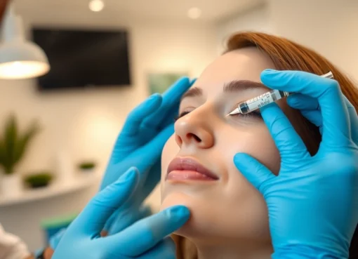 Administering Botox Behandlung in a modern clinic setting, highlighting detail and patient comfort.