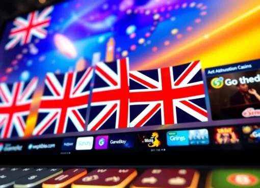 Detailed view of UK casinos not on GamStop, featuring colorful casino screens and secure online gambling platforms for UK players.