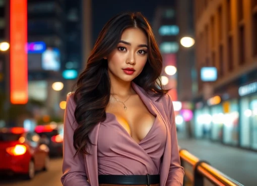 KL escort girl confidently posing in stylish attire, showcasing charm and sophistication for premium service.