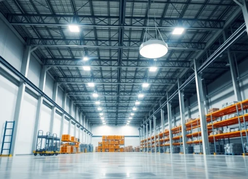 Moderne Industriehalle mit LED-Beleuchtung