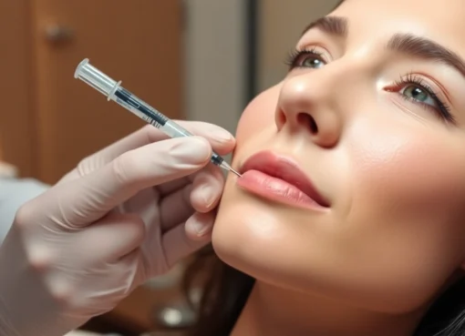 Botox treatment in Zurich: A professional prepares for a precise facial injection, promoting youthful skin.