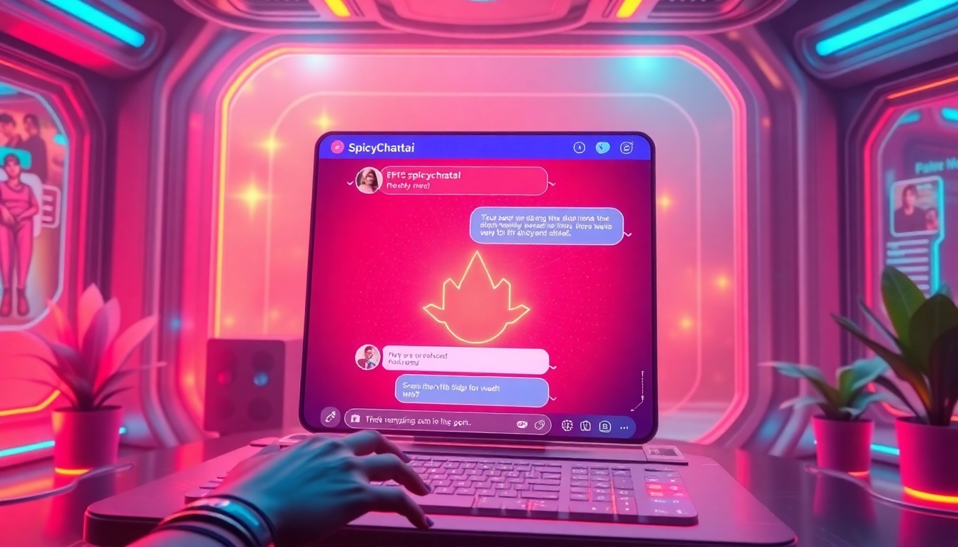 Dynamic spicychatai interface with realistic avatars and vivid visual elements for engaging conversations, highlighting user interaction and personalization.
