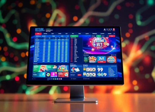 Digital sportsbook and casino platform showcasing betting odds and game graphics with vibrant colors and modern design.