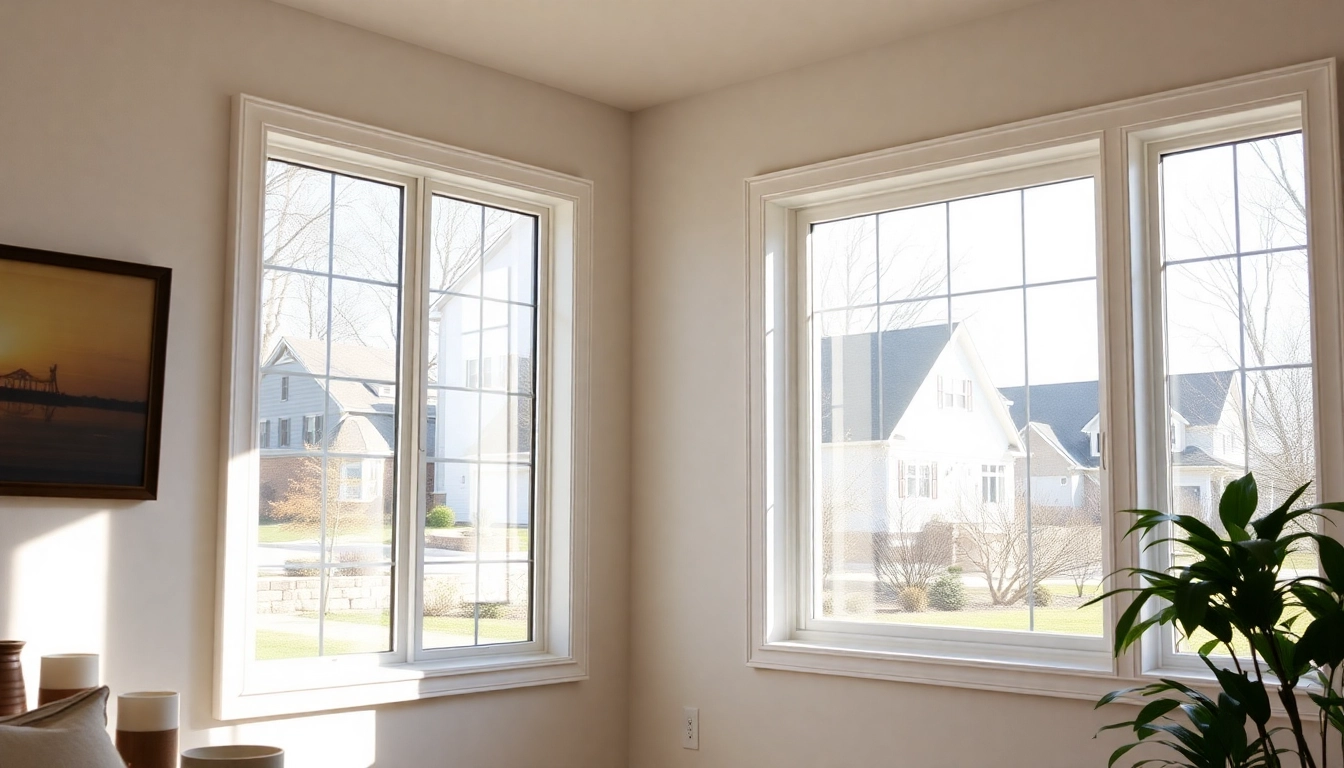 Replacement Windows Near Me options shown with energy-efficient vinyl frames in daylight