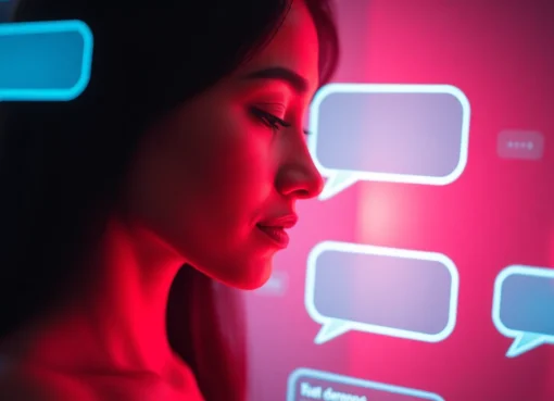Engaging scene of an AI interface showcasing nsfw ai chat interactions with a seductive, futuristic design for mature audiences.