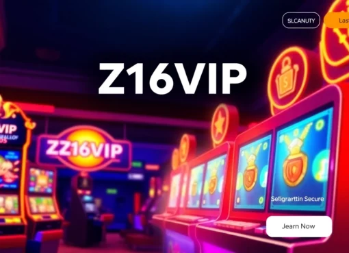 Z16VIP online casino platform showcasing secure login, popular slot games, and bright graphics