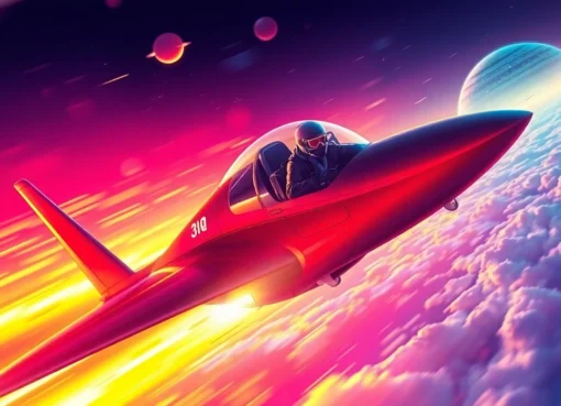 Experience the thrill of Aviator with realistic graphics showing a pilot navigating dynamic skies and obstacle courses for high scores.