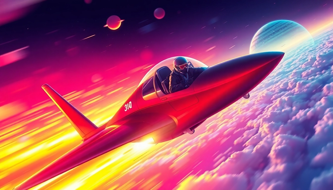 Experience the thrill of Aviator with realistic graphics showing a pilot navigating dynamic skies and obstacle courses for high scores.