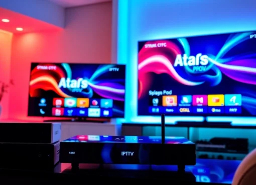 High-quality Atlas Pro IPTV streaming interface displayed on a modern TV for seamless viewing experience