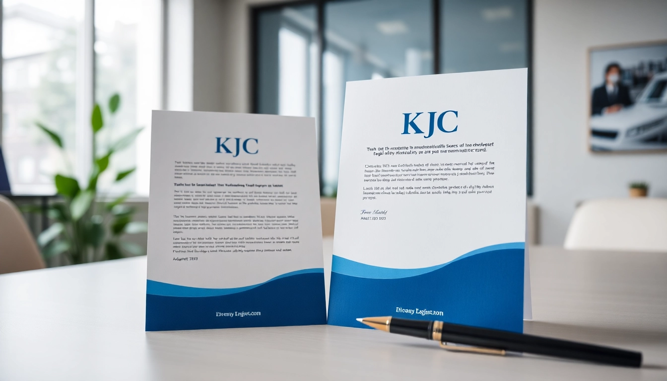 KJC legal services interface showcasing legal documents and user-friendly online access for clients