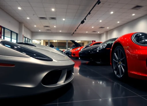 Professional team inspecting used cars for compro auto usate offers at a trusted dealership showroom