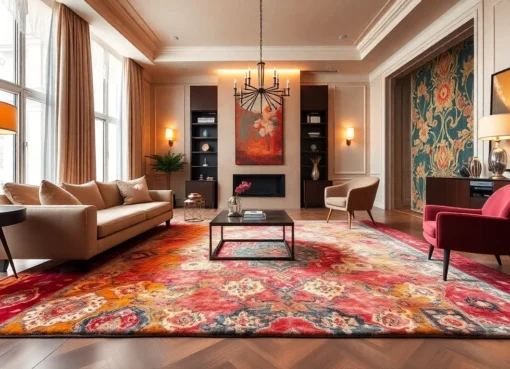 Beautiful Tappeti a Milano displayed in a stylish living space with colorful and intricate