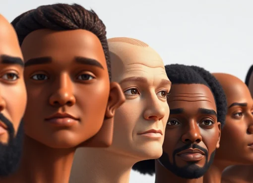 Different head shapes displayed to analyze unique facial structures and proportions for