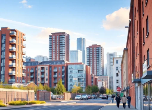 Buy Residential Property UK with modern city skyline and new housing developments demonstrating