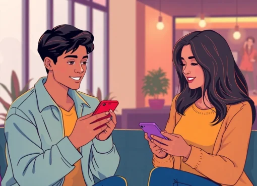 Young adults discussing plans cul on smartphones, highlighting discreet casual relationships