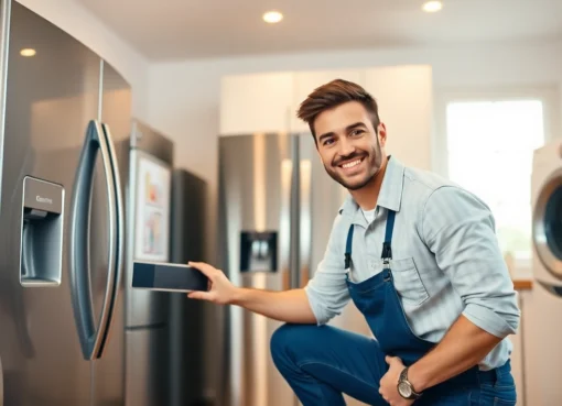 Professional appliance repair Mississauga technician servicing refrigerator and washing machine