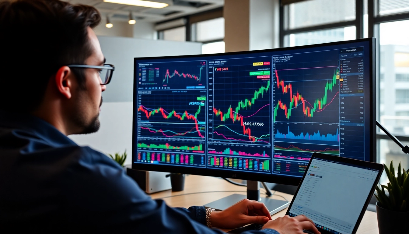 Trading view platform showcasing live market charts with detailed indicators for traders and
