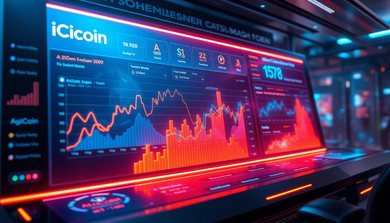 AICoin digital platform with real-time market data, vibrant crypto charts, and modern interface