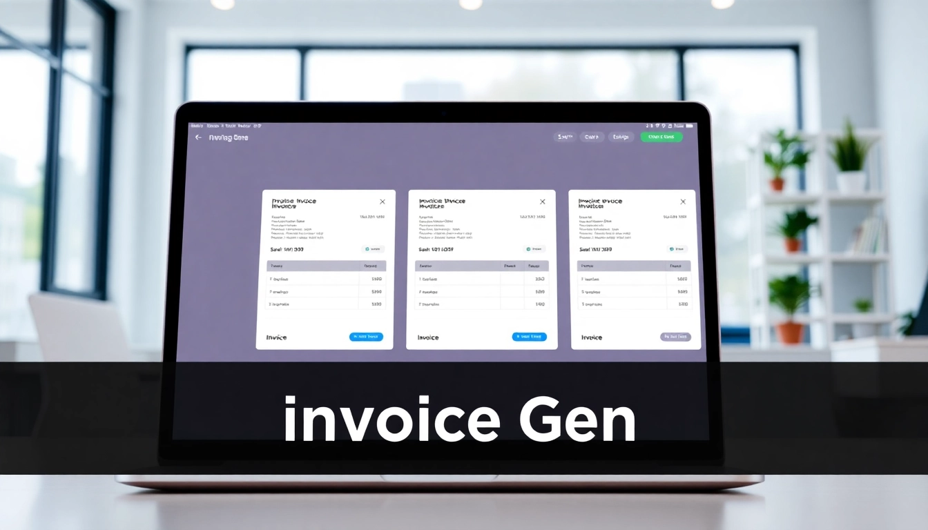 Efficient Invoice Gen platform showcasing customizable templates and fast online billing